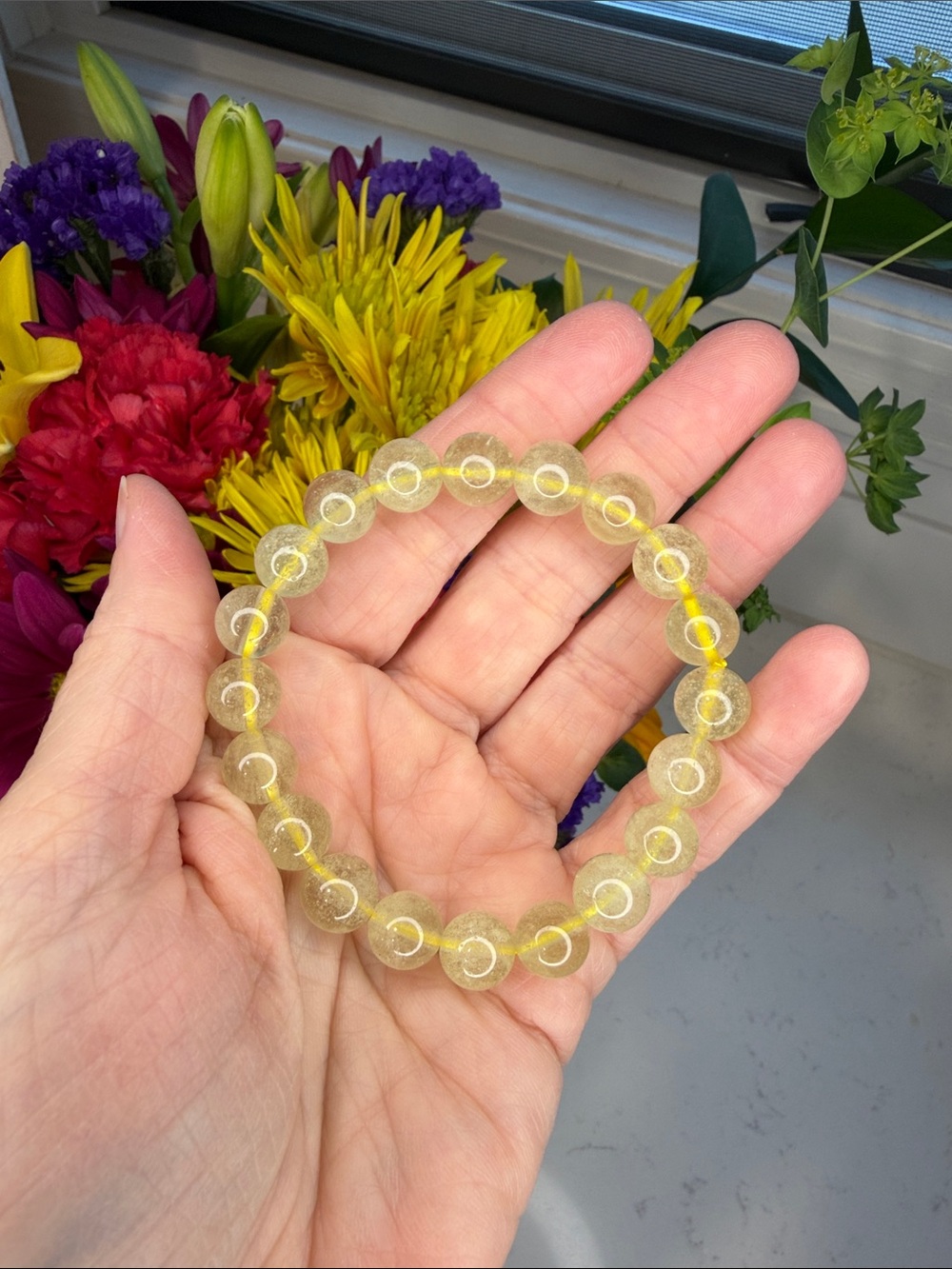 LIBYAN DESERT GLASS • Golden Natural Glass Bracelet • 9mm • 6.5" • B1364